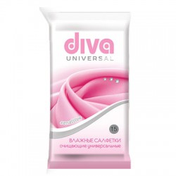 Салфетки влажные очищающие Diva универсальные 15 шт.