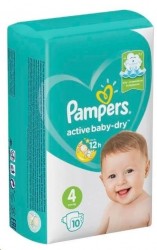Подгузники 10 шт. Pampers актив беби драй макси 9-14 кг р. 4