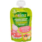 Пюре, Heinz (Хайнц) 90 г яблоко персик манго банан  без сахара с 6 мес дой-пак