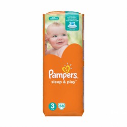 Подгузники 58 шт. Pampers Слип энд Плей миди с ромашкой 5-9 кг
